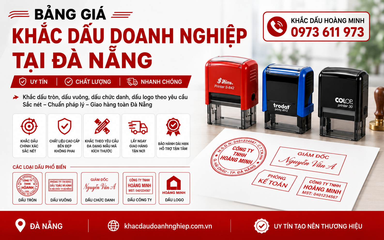 Bảng giá khắc dấu doanh nghiệp tại Đà Nẵng