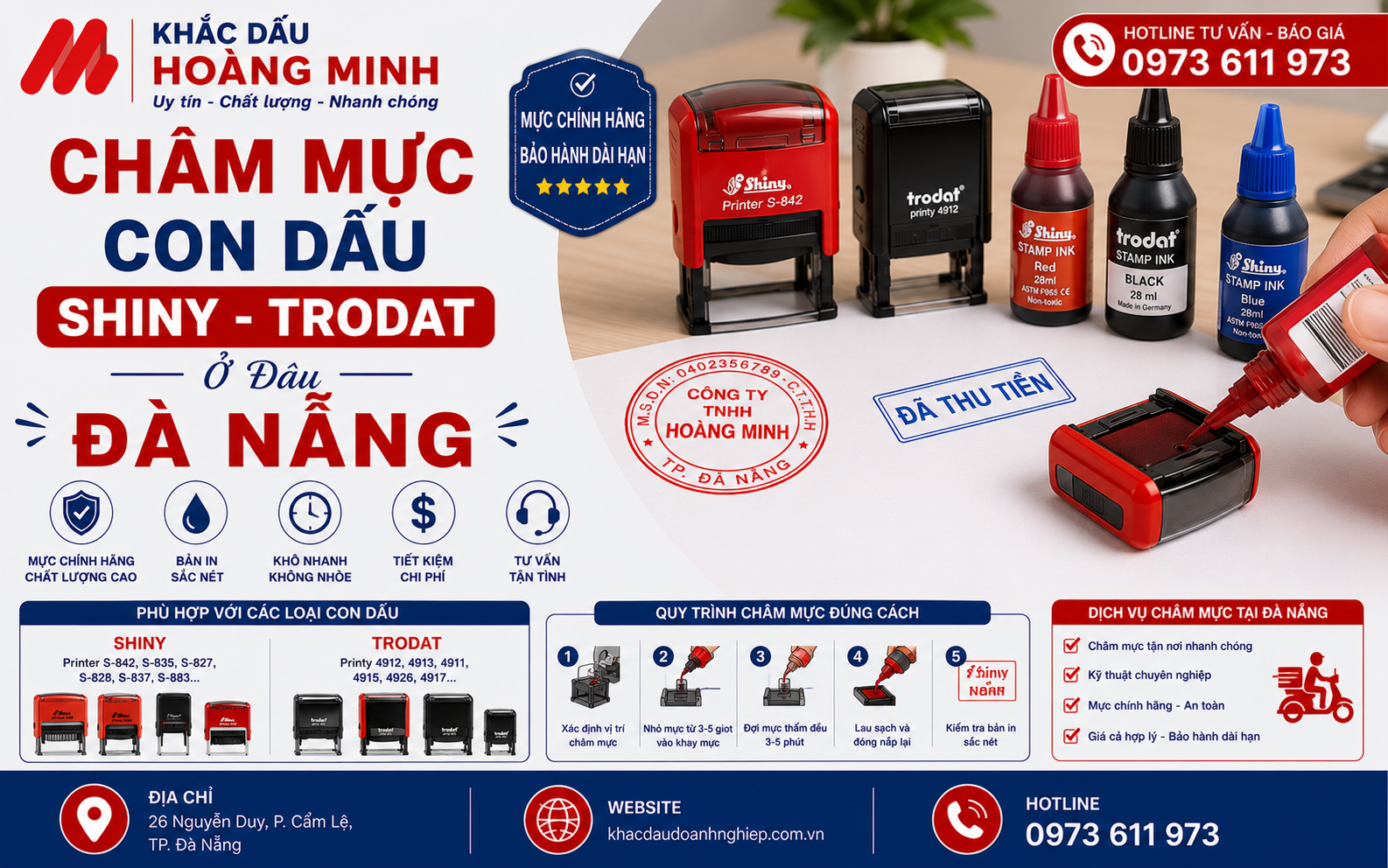 Châm mực con dấu Shiny Trodat ở đâu Đà Nẵng 