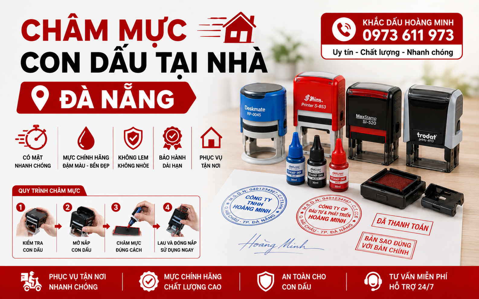 Châm mực con dấu tại nhà Đà Nẵng