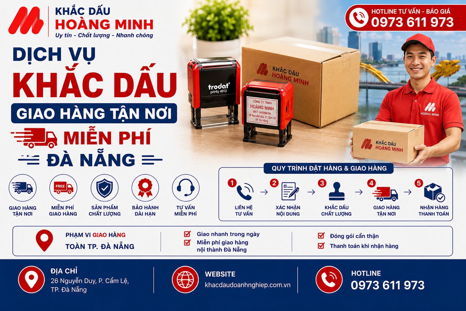 Dịch vụ khắc dấu giao hàng tận nơi miễn phí Đà Nẵng