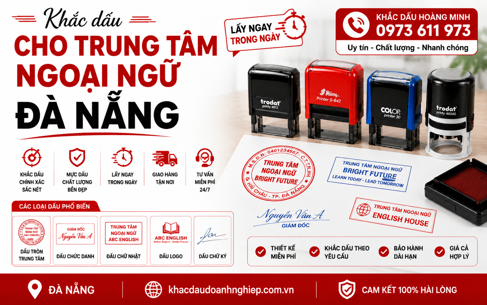 Khắc dấu cho trung tâm ngoại ngữ Đà Nẵng