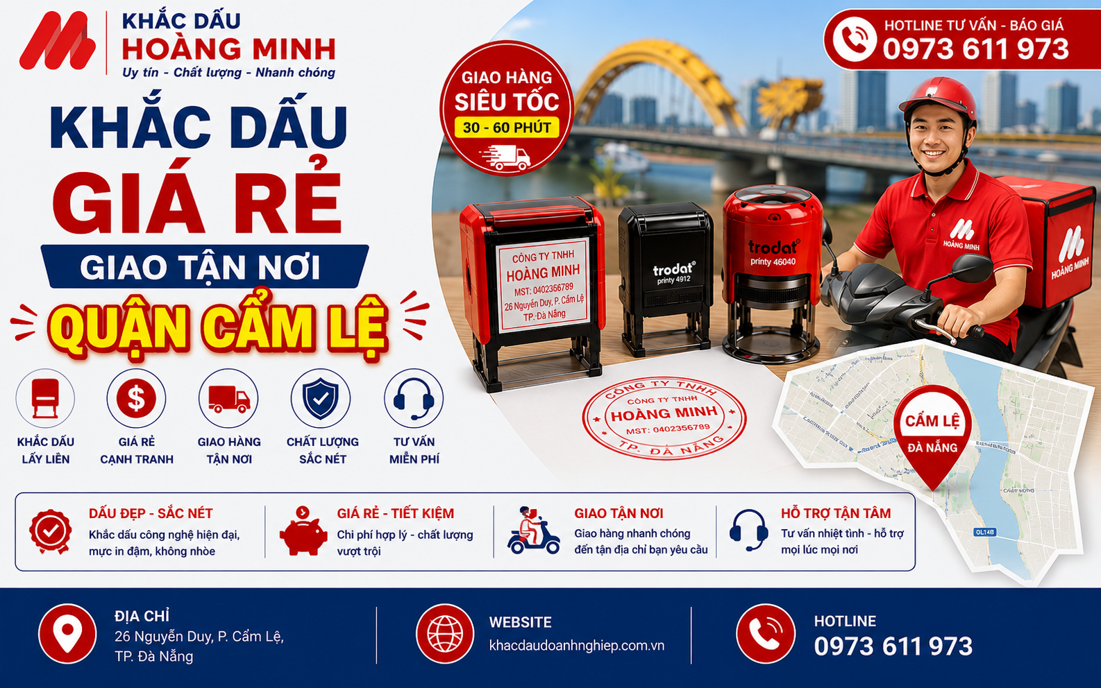 Khắc dấu giá rẻ giao tận nơi quận Cẩm Lệ