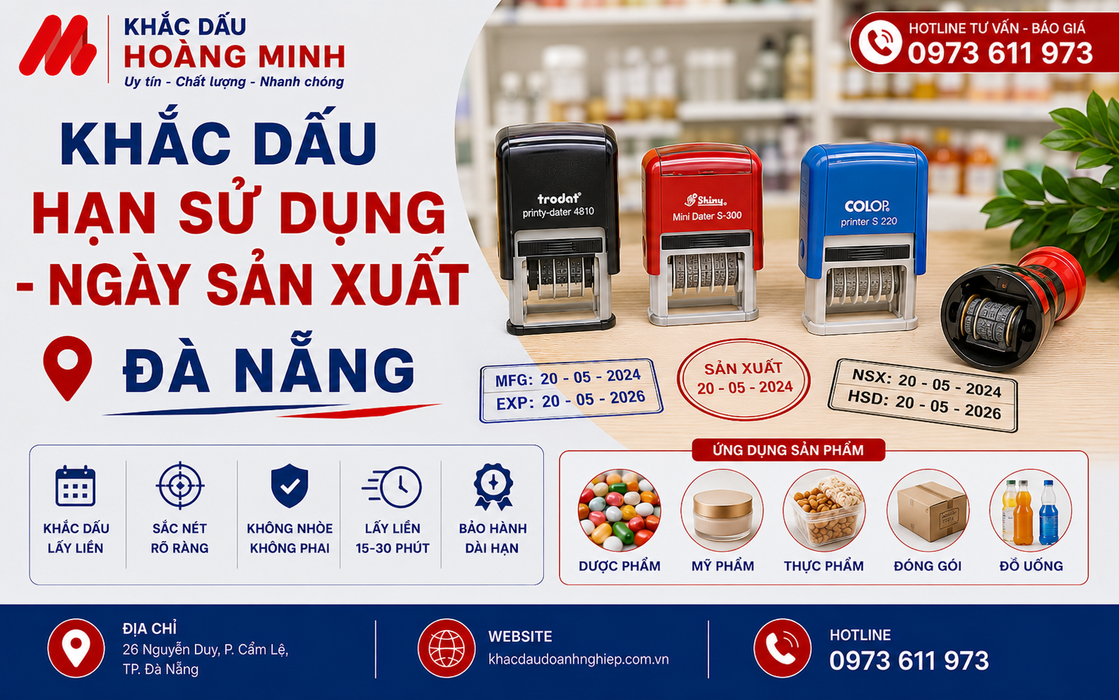 Khắc dấu hạn sử dụng - ngày sản xuất Đà Nẵng