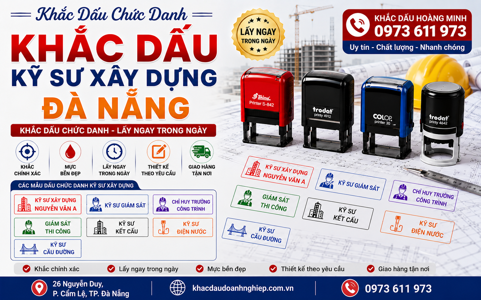 Khắc dấu kỹ sư xây dựng Đà Nẵng