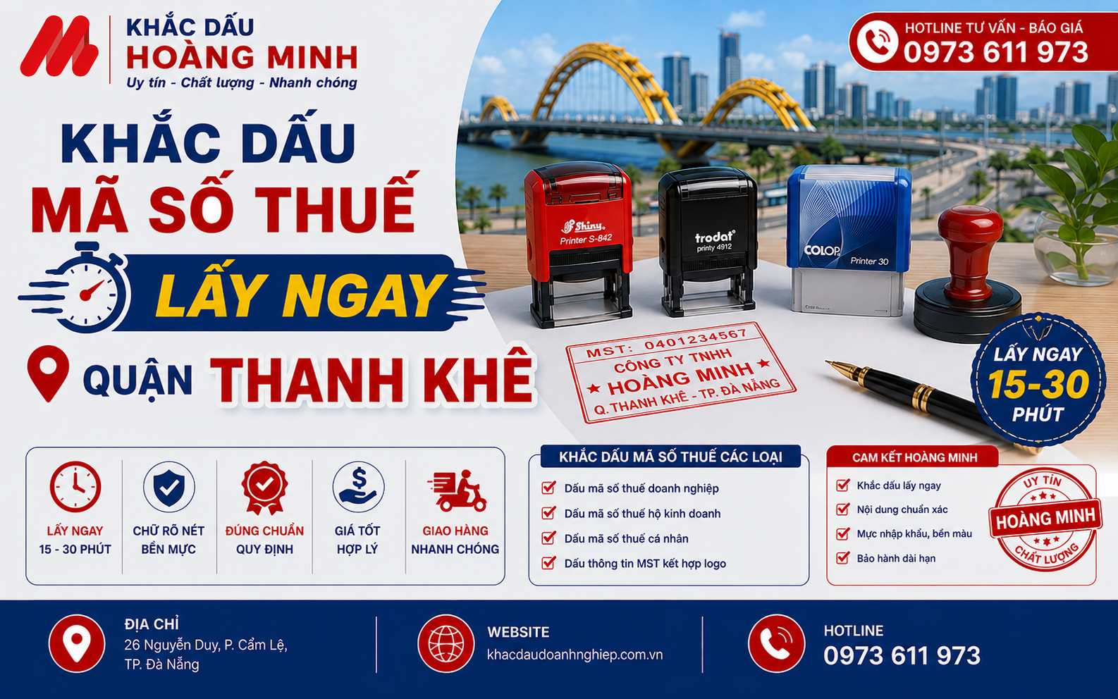 Khắc dấu mã số thuế lấy ngay quận Thanh Khê