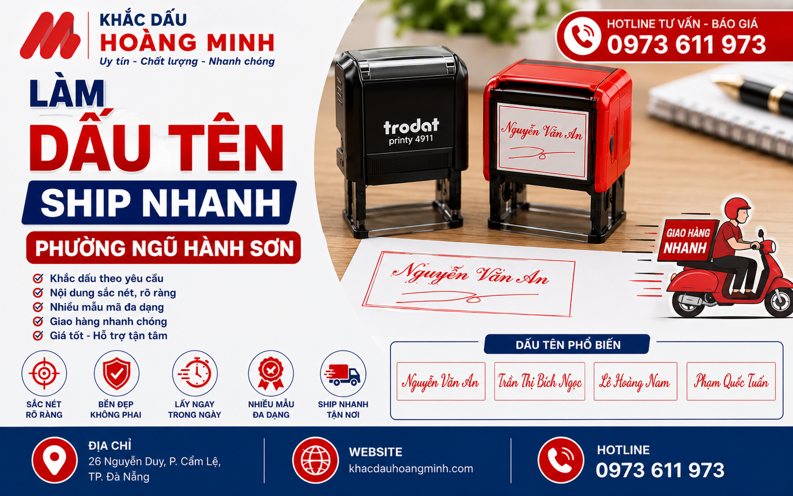 Làm dấu tên ship nhanh phường Ngũ Hành Sơn