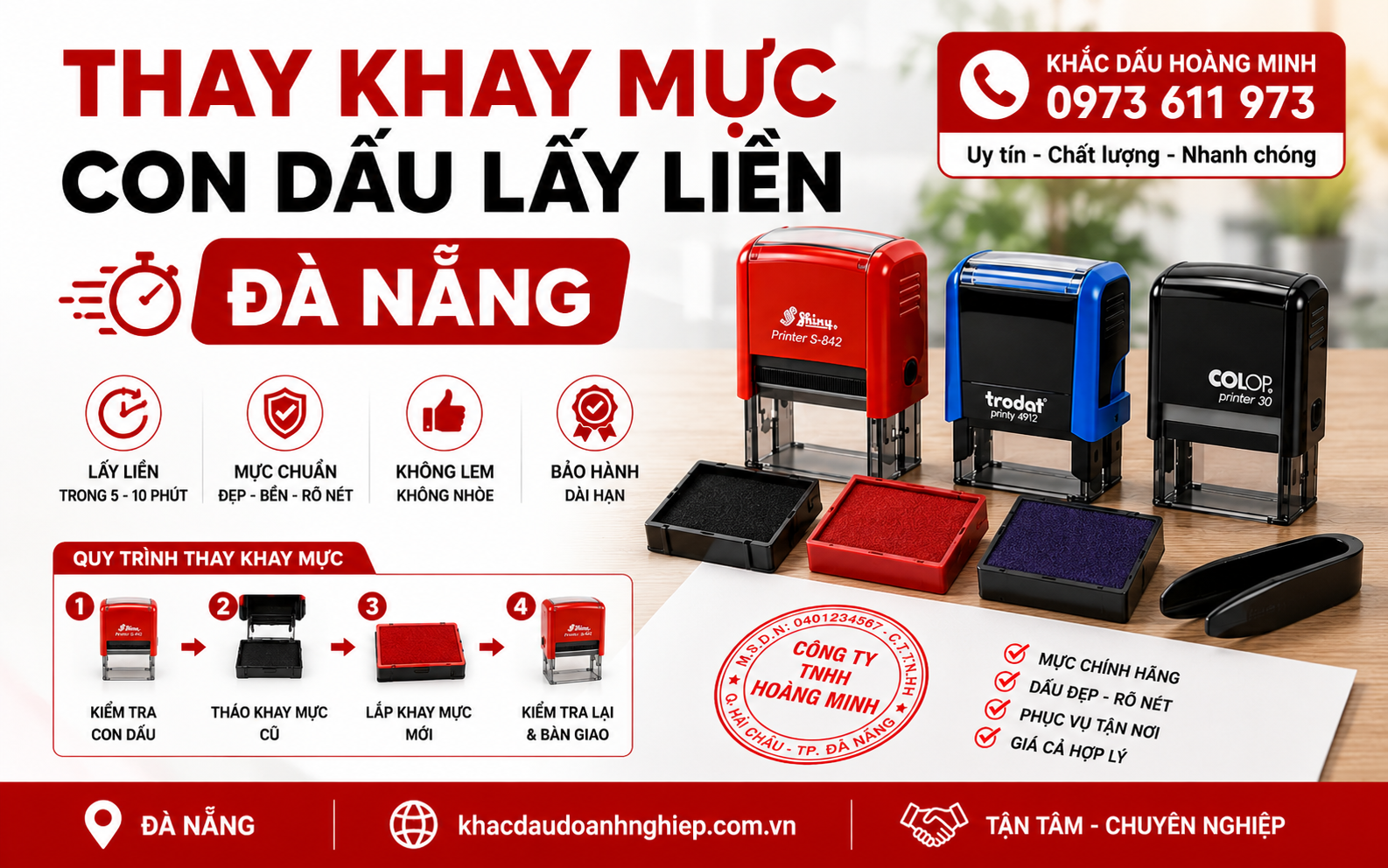 Thay khay mực con dấu lấy liền Đà Nẵng