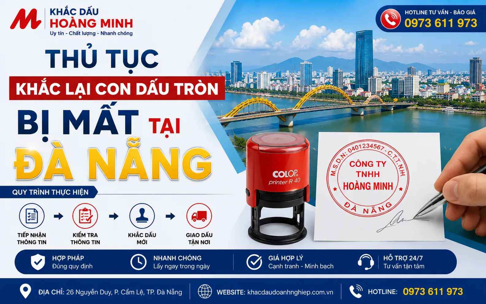 Thủ tục khắc lại con dấu tròn bị mất tại Đà Nẵng